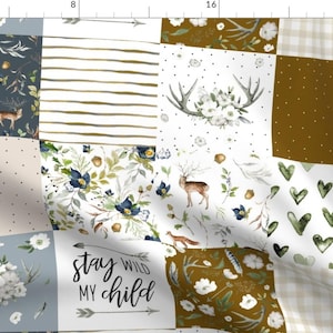 Cheater Quilt Woodland Fabric - Rustic Woodland Florals Cheater Quilt / Whole Cloth By Hipkiddesigns - Cheater Quilt Fabric With Spoonflower