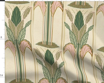 1920s Botanical Fabric - Art Deco Palms by the_blue_snowdrop - Vintage Style Cream Sage Floral Art Nouveau Fabric by the Yard by Spoonflower