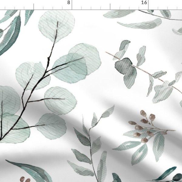 Eucalyptus Fabric - Jumbo Botanical Eucalyptus Australian Native Edition By Erin Kendal - Leaves Cotton Fabric By The Yard With Spoonflower