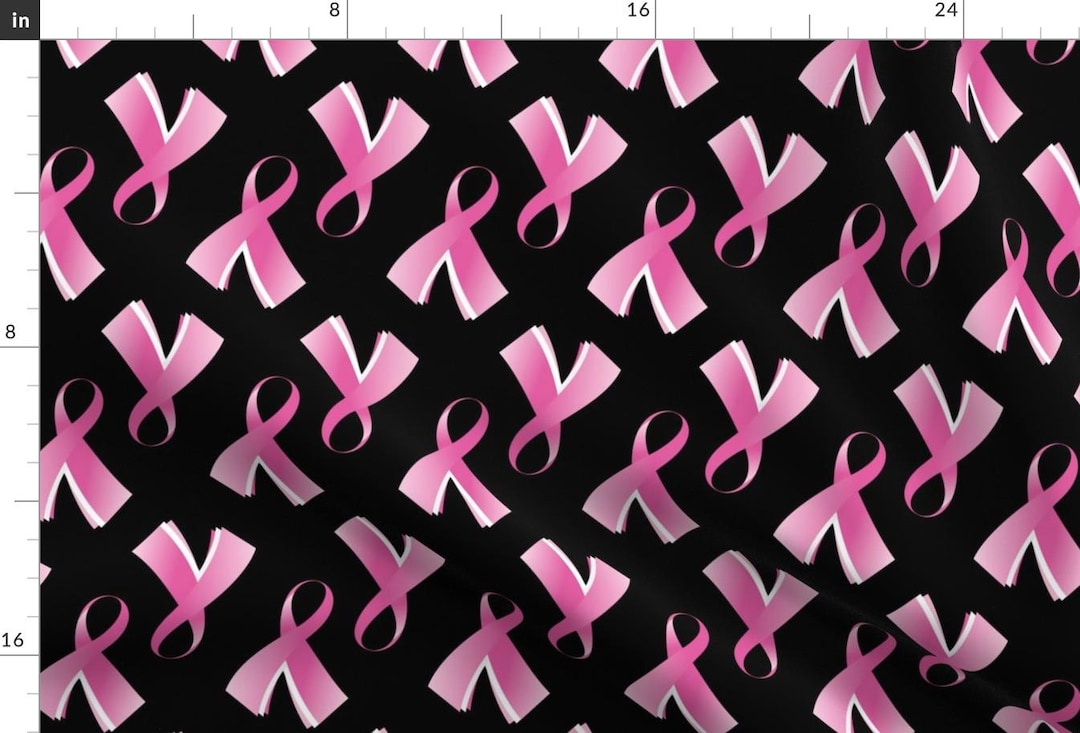 Breast Cancer Fabric - Breast Cancer Pink Ribbon on Black by Khaus ...