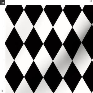 Diamond Fabric - Harlequin Diamonds Monochrome Black & White Geometric By Sunny Afternoon- Modern Cotton Fabric By The Yard With Spoonflower imagen 3