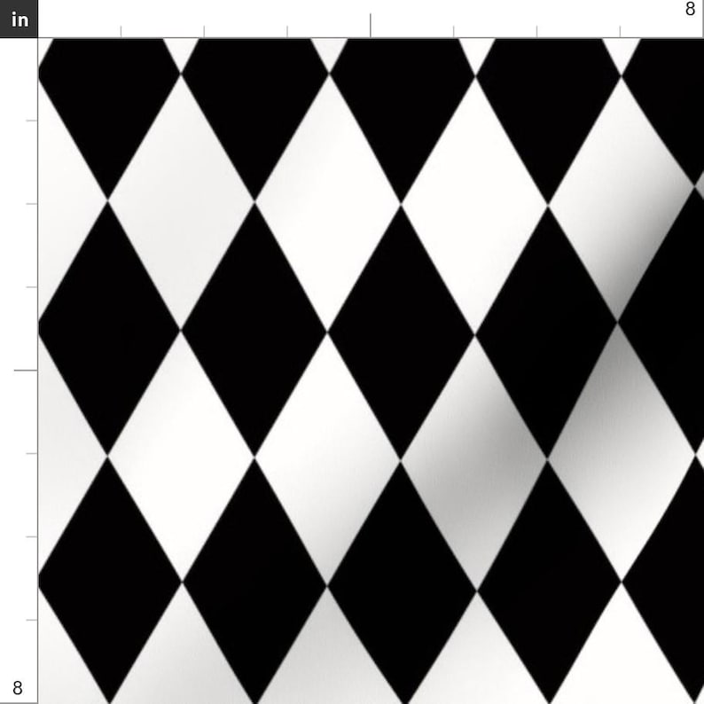 Diamond Fabric - Harlequin Diamonds Monochrome Black & White Geometric By Sunny Afternoon- Modern Cotton Fabric By The Yard With Spoonflower imagen 3