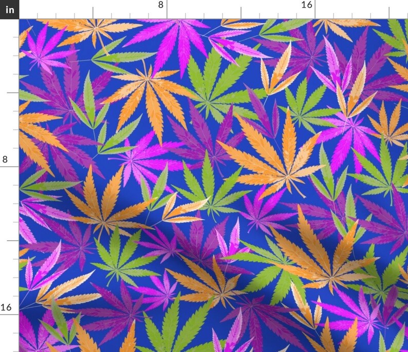 Marijuana Fabric Colorful Marijuana Leaves by Etsy