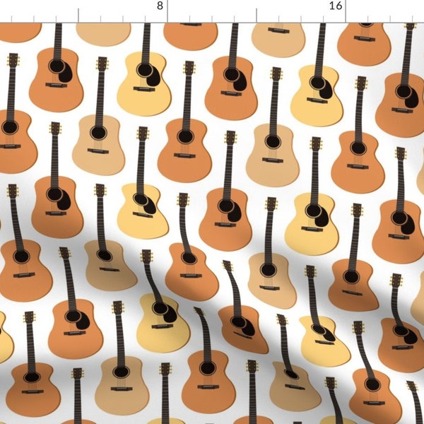 Guitar Fabric - Acoustic Guitars By Jannasalak - Guitar Music Musician Instrument Rock Country Cotton Fabric By The Yard With Spoonflower