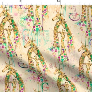 Watercolor Giraffe Fabric - Giraffes By Karismithdesigns- Giraffe Family Watercolor Safari Animal Cotton Fabric By The Yard With Spoonflower