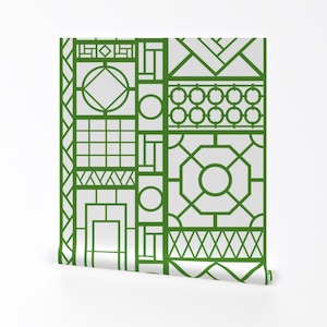 Trellis Wallpaper - Palm Beach By Danika Herrick - White Green Geometric Chic Decor Removable Self Adhesive Wallpaper Roll by Spoonflower