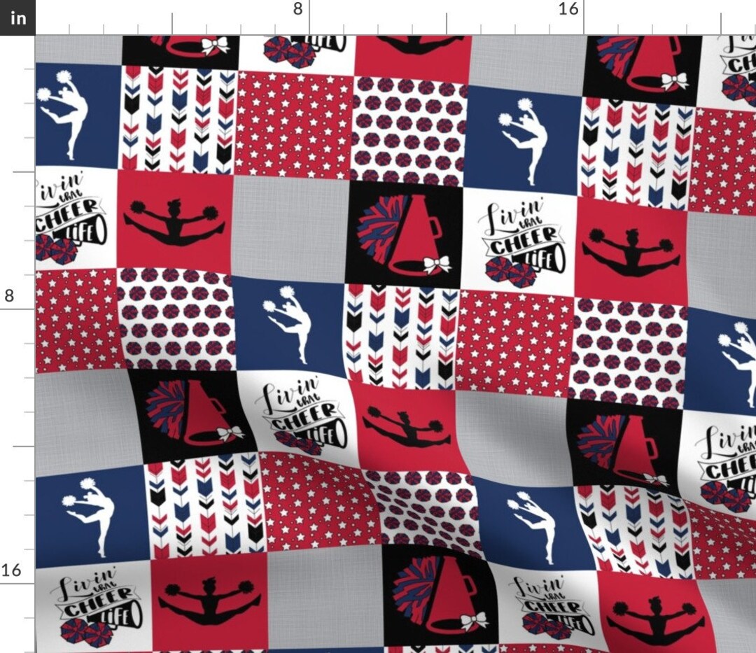 Cheer Life Fabric 3inch Cheer Life by Longdogcustomdesigns Red Blue