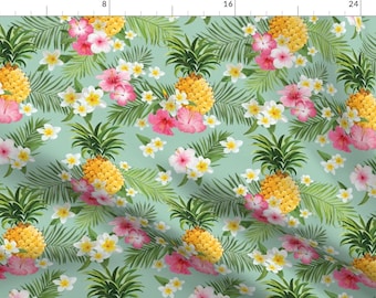 Tropical Pineapples Fabric - Hawaiian Pineapple By Sandityche - Tropical Hawaiian Pineapple Fruit Cotton Fabric By The Yard With Spoonflower