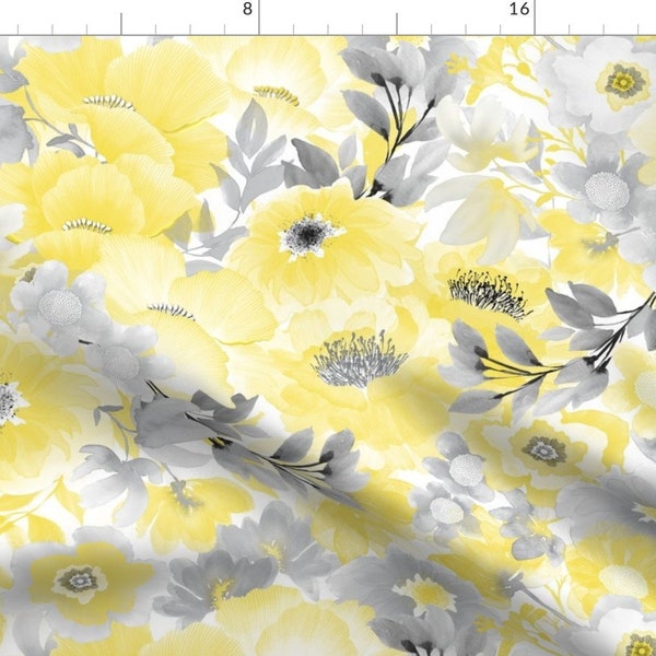 Grey Yellow Floral Etsy