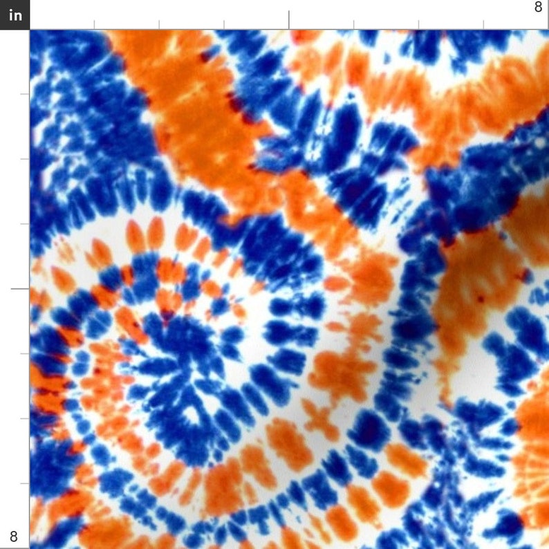 Tie Dye Fabric Orange And Blue Tie Dye Lad19 By Etsy