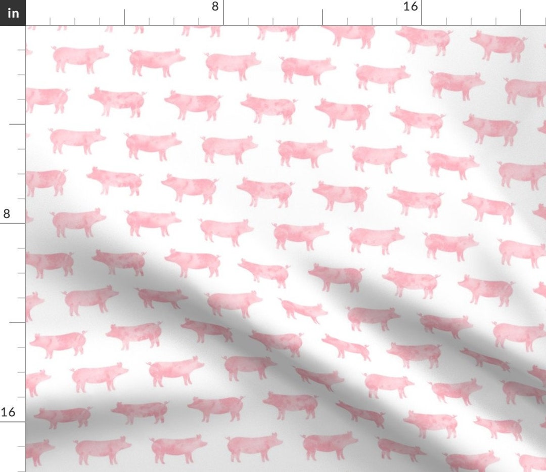 Watercolor Pigs Fabric Just Pigs Watercolor Pink by Etsy
