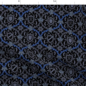 Blue Medieval Renaissance Fabric - Royal Serpentine 880h By Muhlenkott - Renaissance Cotton Fabric By The Yard With Spoonflower