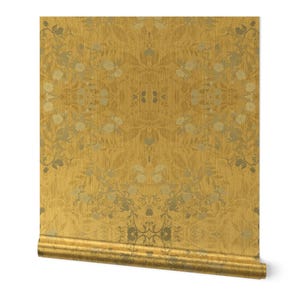 Vines Gold or Silver Metallic Wallpaper - Damask-silver Gold Faux Foil by kae50 - Wallpaper Damask Brambles Wallpaper Roll by Spoonflower