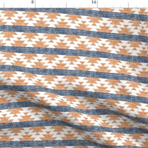 Aztec Tribal Stripe Fabric - Woven Aztec || Orange By Littlearrowdesign - Orange Aztec Cotton Fabric By The Yard With Spoonflower