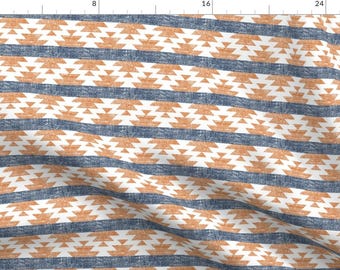 Aztec Tribal Stripe Fabric - Woven Aztec || Orange By Littlearrowdesign - Orange Aztec Cotton Fabric By The Yard With Spoonflower