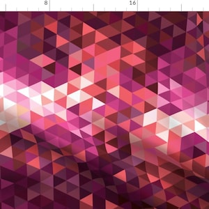 Geometric Triangles Fabric - Coral Sunset Triangle Geometric By Electrogiraffe - Geometric Pink Cotton Fabric By The Yard With Spoonflower