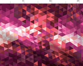 Geometric Triangles Fabric - Coral Sunset Triangle Geometric By Electrogiraffe - Geometric Pink Cotton Fabric By The Yard With Spoonflower