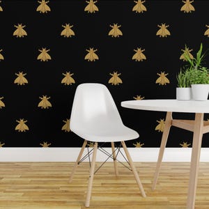 Napoleon Bees Wallpaper - Napoleonic Bees Black By Peacoquettedesigns - Custom Printed Removable Self Adhesive Wallpaper Roll by Spoonflower