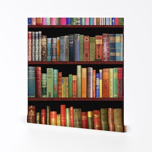 Bibliothek Tapete - Antike Bücher Mehr von Magentarosedesigns - Braun Individuell bedruckte entfernbare selbstklebende Tapetenrolle von Spoonflower