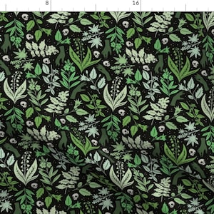 Absinthe Fabric - Poisonous Flowers by anda - Witch Botanical Spells Night Garden Gothic Halloween Fabric by the Yard by Spoonflower