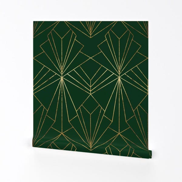 Carta da parati rimovibile e adesiva glamour anni '20 - Verde smeraldo - Decorazione murale - Art Déco su smeraldo di thewellingtonboot