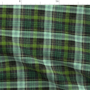 Woodland Fabric - Moss Green Plaid by winkeltriple -  Rustic Tartan Plaid Check Classic Traditional Cabin Fabric by the Yard by Spoonflower