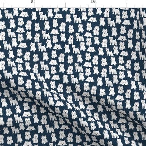 Westie Fabric - Westies By Artofacoonhound - Westie Dog Breed Navy Blue White Pet Family Cute Kid Cotton Fabric By The Yard With Spoonflower