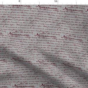 Poetry Fabric - Nevermore In Blood Red ~ Edgar Allan Poe ~ Medium By Peacoquettedesigns - Poetry Cotton Fabric By The Yard With Spoonflower