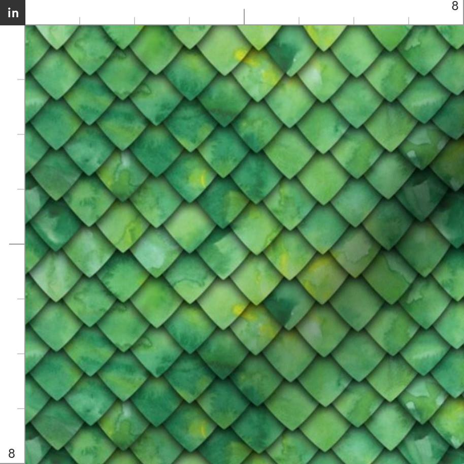 Green Scales Fabric - Dragon Scales - Green by Littlearrowdesign