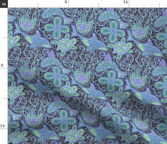 Nautical Ocean Deep Sea Fabric Sea Mosaic by Vo Aka - Etsy