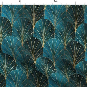 1920s Fans Fabric - Art Deco by thewellingtonboot - Art Deco Glam Ombre Blue Geometric Vintage Retro 20s Fabric by the Yard by Spoonflower