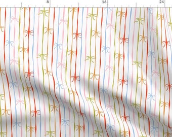 Christmas Fabric - Wiggly Ribbons And Bows by thegingerllama - Holidays Festive Whimsical Colorful Preppy Fabric by the Yard by Spoonflower