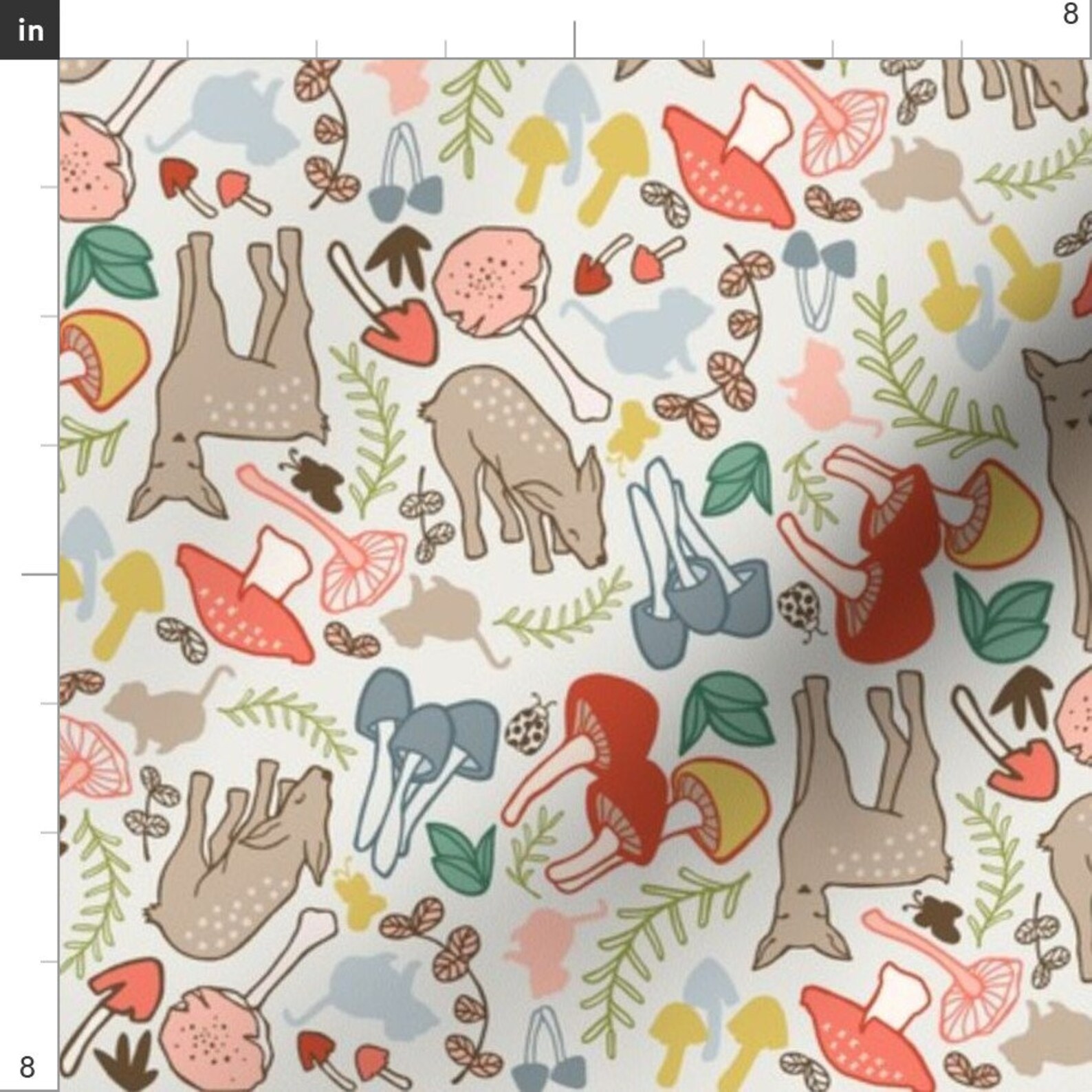 Flora and Fauna Fabric Flora and Fauna Deer Multicolor by Etsy