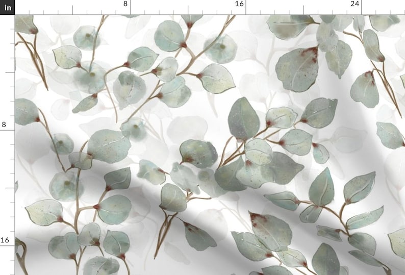 Botanical Fabric - Eucalyptus Leaves by canedoandco - Australian Flowers Farmhouse Plant Flora Fabric by the Yard by Spoonflower image 1