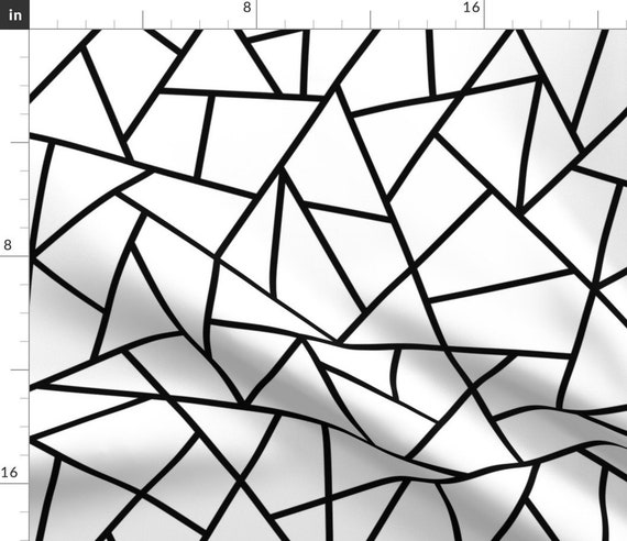 Abstract Fabric Abstract Geometric Black on White Large by Sierra Gallagher  Abstract Black Cotton Fabric by the Yard With Spoonflower 