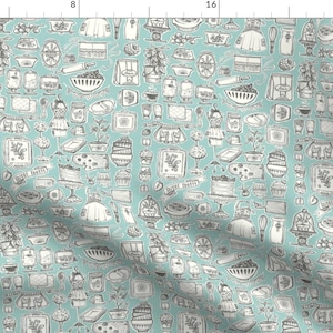 Vintage Kitchen Fabric - Sketchy Vinatge Kitchen By Stephaniecorfee - Vintage Retro Kitchen Home Cotton Fabric By The Yard With Spoonflower