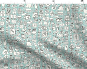 Vintage Kitchen Fabric - Sketchy Vinatge Kitchen By Stephaniecorfee - Vintage Retro Kitchen Home Cotton Fabric By The Yard With Spoonflower
