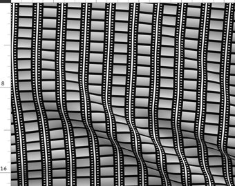 Film Cell Fabric - 02445530 Film Cell Stripe Black And White By Sef - Filmstrip Gray Black White Cotton Fabric By The Yard With Spoonflower