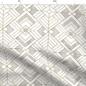 Textile Design Geometric Fabric - Lennox Vintage White Gold By Crystal Walen - Textile Design Cotton Fabric By The Yard With Spoonflower image 1