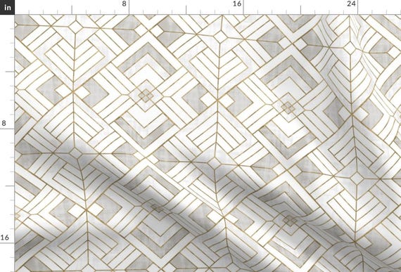 Textile Design Geometric Fabric - Lennox Vintage White Gold By Crystal Walen - Textile Design Cotton Fabric By The Yard With Spoonflower