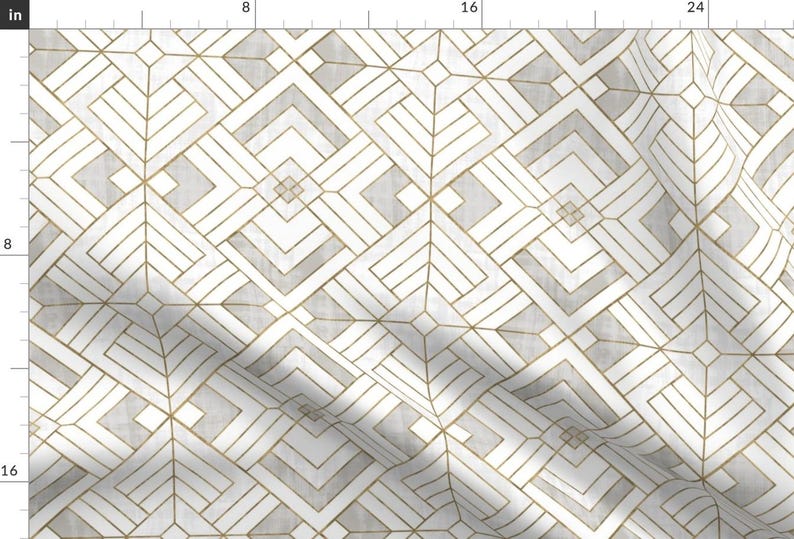 Textile Design Geometric Fabric - Lennox Vintage White Gold By Crystal Walen - Textile Design Cotton Fabric By The Yard With Spoonflower image 1
