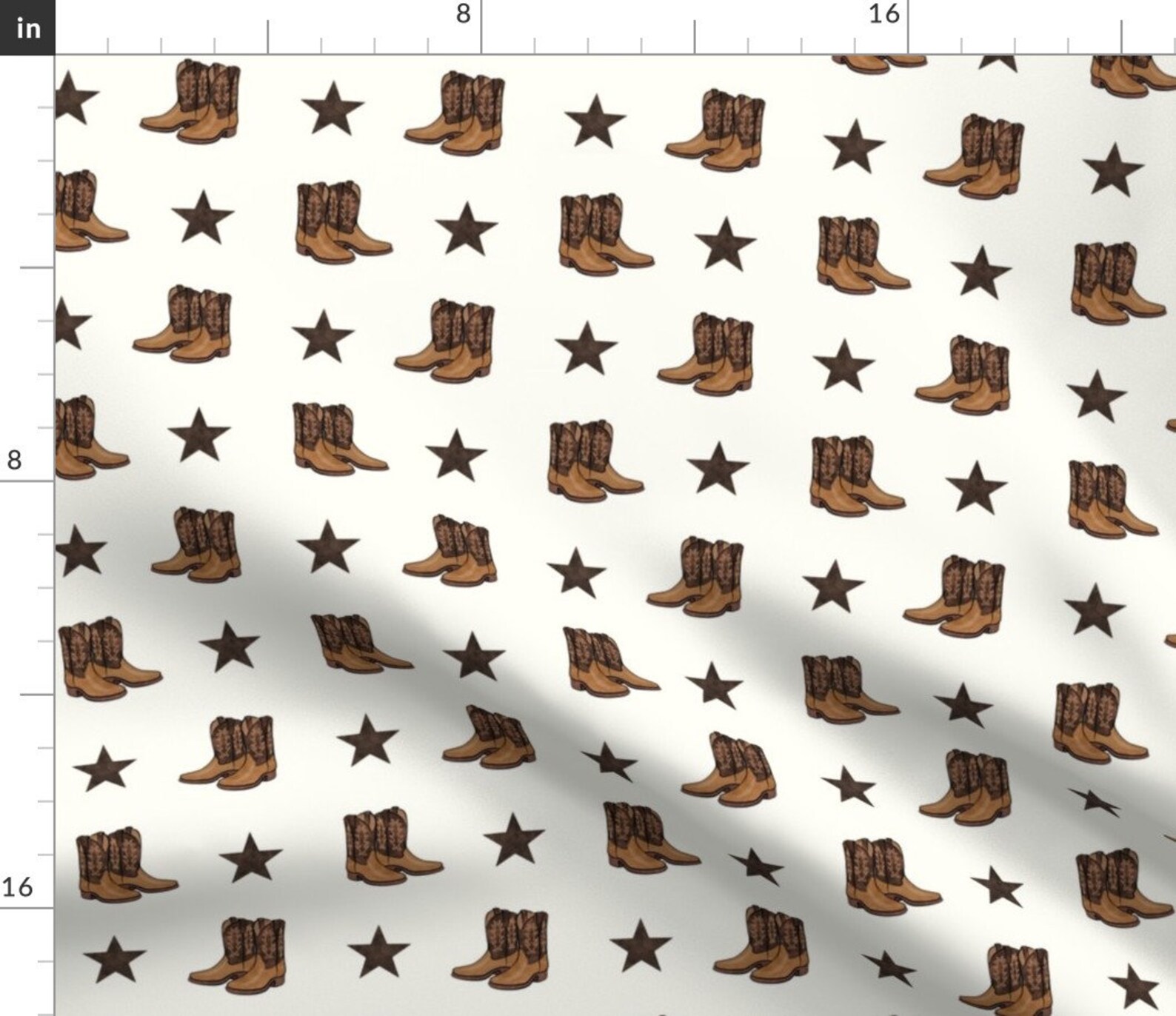 Cowboy Boots Fabric Cowboy Boots Brown Stars By Etsy