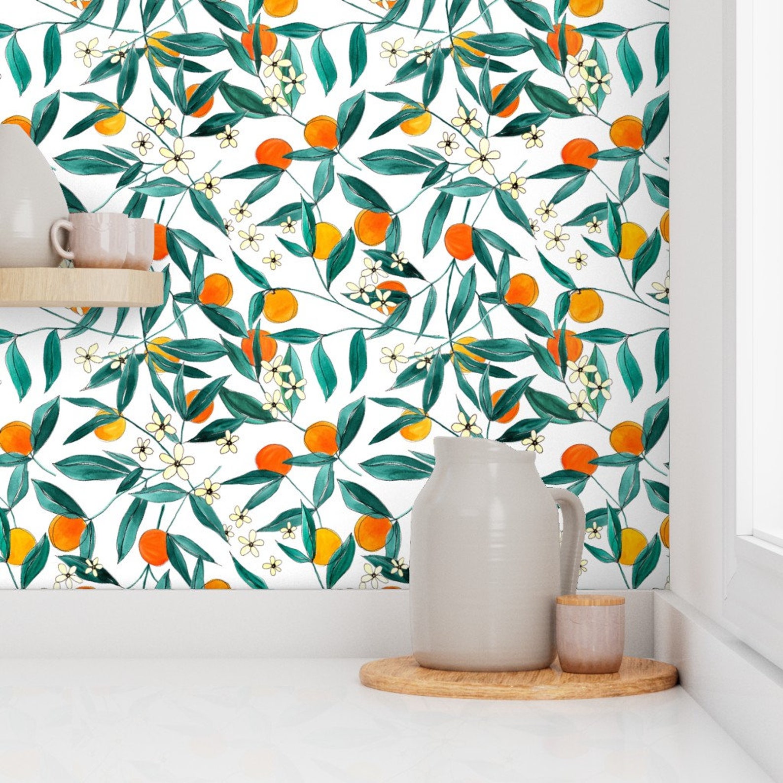 Watercolor Oranges Wallpaper Orange Summer by Joyink Etsy