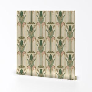 Art Nouveau Removable Peel and Stick Wallpaper - Art Deco Floral Vertical Palms - Wall Art Wall Decor - Art Deco Palms by the_blue_snowdrop