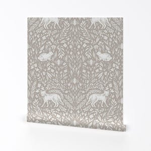 Carta da parati scandinava - Scandinavian Woodland di Roselindo - Rotolo di carta da parati autoadesiva rimovibile Gray Nursery Storybook di Spoonflower