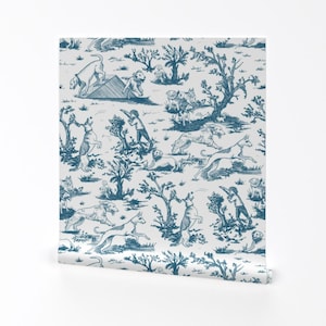 Dog Park Toile Removable Peel and Stick Wallpaper - Dog Chintz Victorian Dogs Boys Room - Wall Art Wall Decor - Barkitecture by 3rittanylane