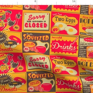 Retro Food Ads Fabric - Retro Kitchen (Advertising) By Retrorudolphs - Retro Vintage 1950s Kitsch Cotton Fabric By The Yard With Spoonflower