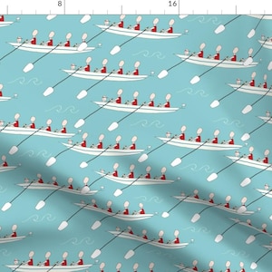 Row Crew Fabric - Crew Rowing By Cathleenbronsky - Crew Boat Rowing Boat Team Sport Cotton Fabric By The Yard With Spoonflower