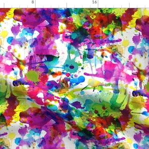 Paint Splatters Fabric - Splatters Galore! By Karismithdesigns - Paint Splatters Red White Yellow Cotton Fabric By The Yard With Spoonflower