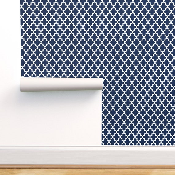 picture Navy Blue Moroccan Wallpaper etsy